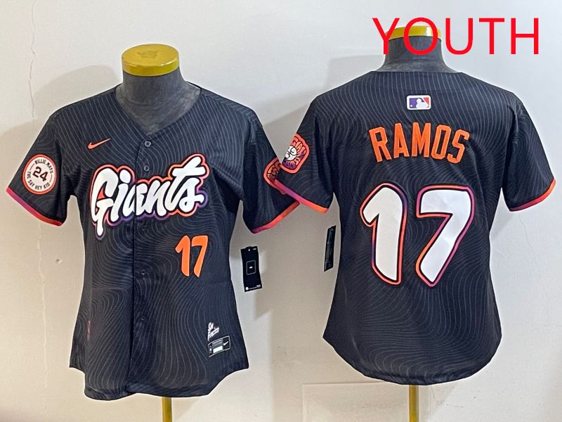 Youth San Francisco Giants #17 Ramos Black Joint Name 2025 Nike MLB Jersey style 8